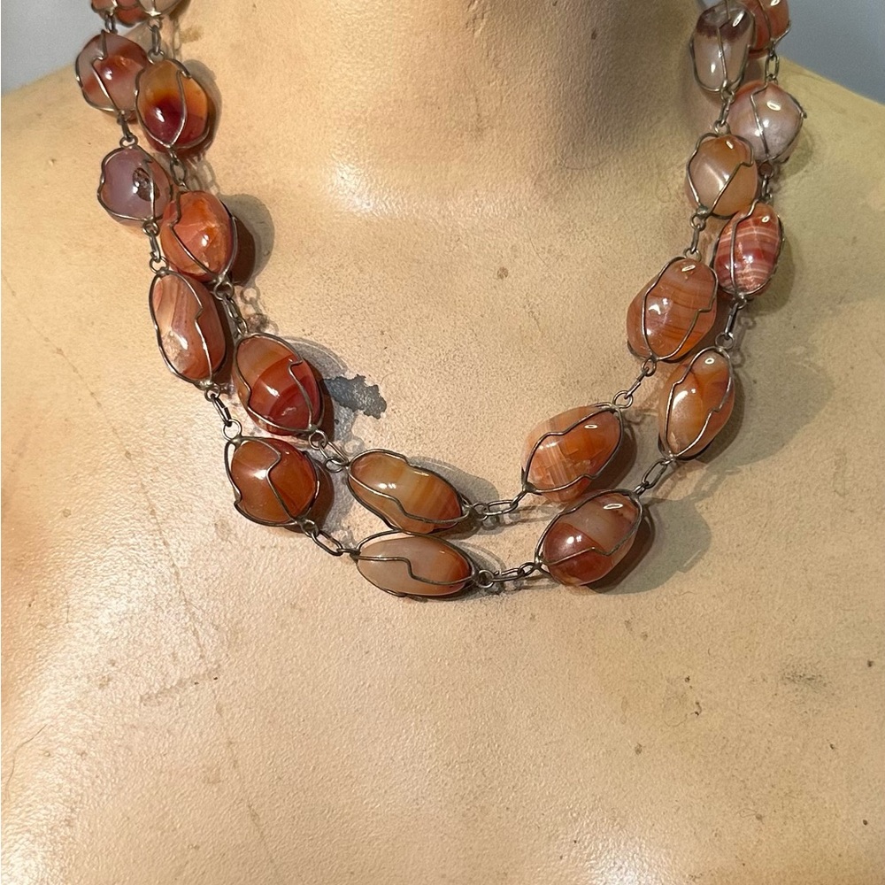 Vintage wire wrapped stone necklace